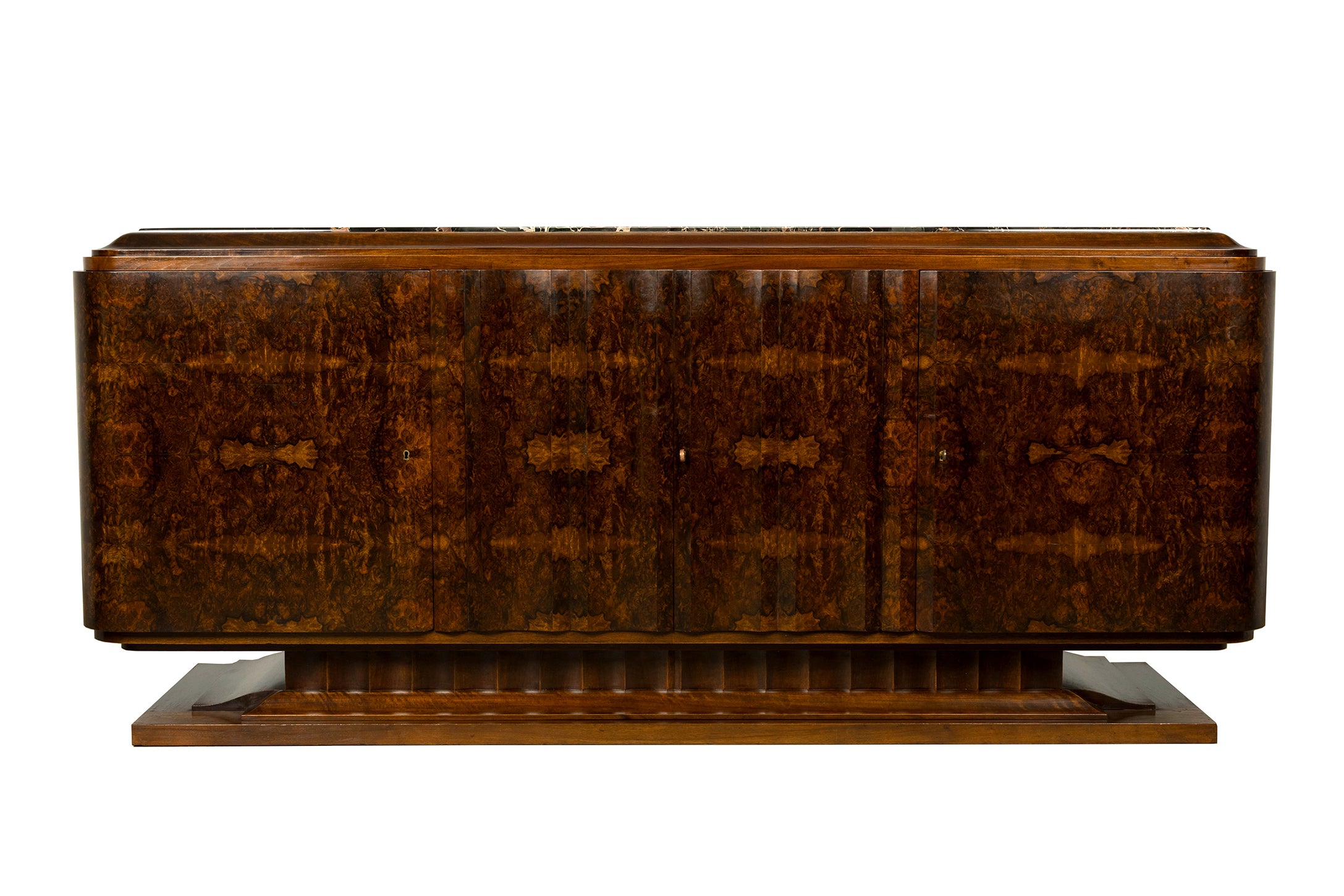 1940s Monumental Sideboard by A. Bicchierini, Burl Wood & Marble, Provence