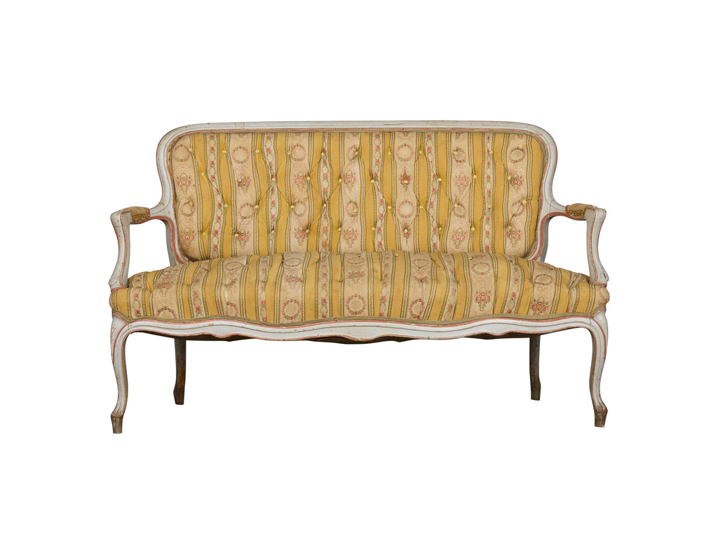 19th Century Country French Louis XV Painted Provincial Loveseat or Settee