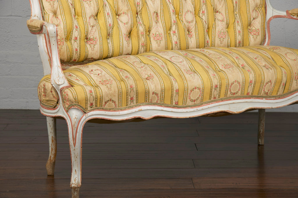 19th Century Country French Louis XV Painted Provincial Loveseat or Settee