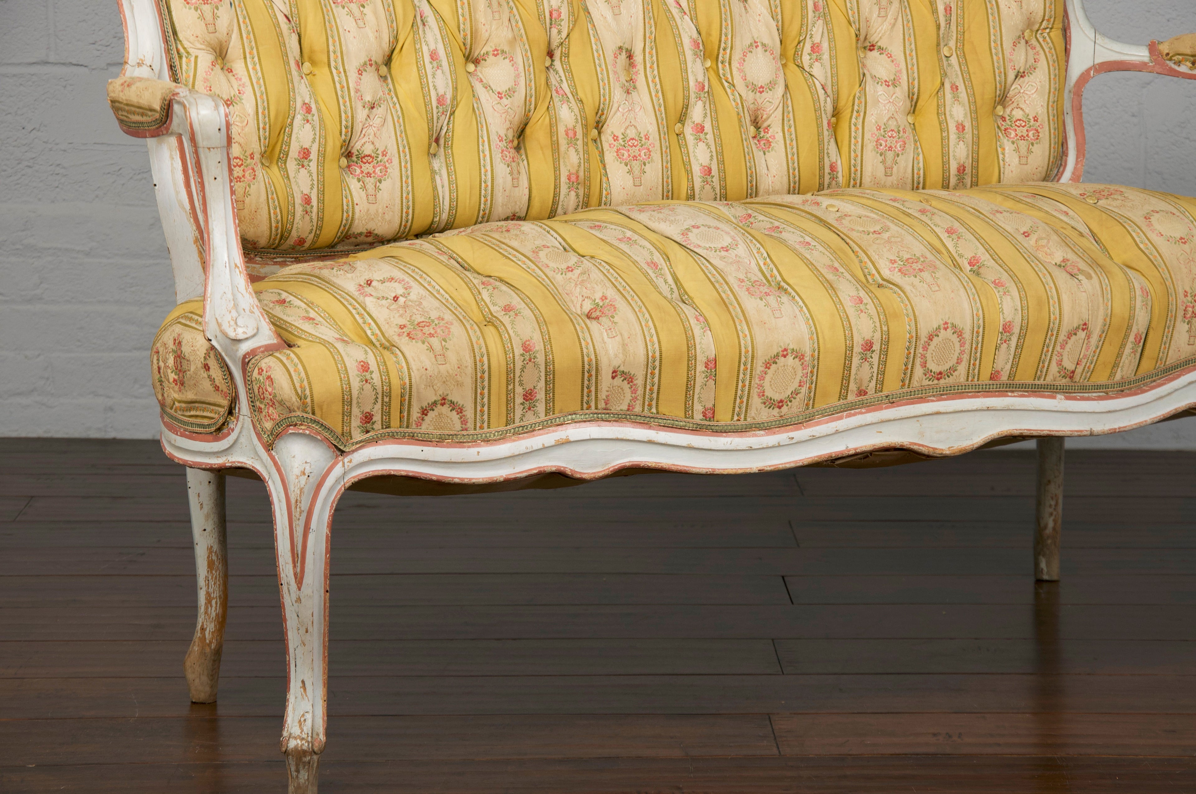 19th Century Country French Louis XV Painted Provincial Loveseat or Settee