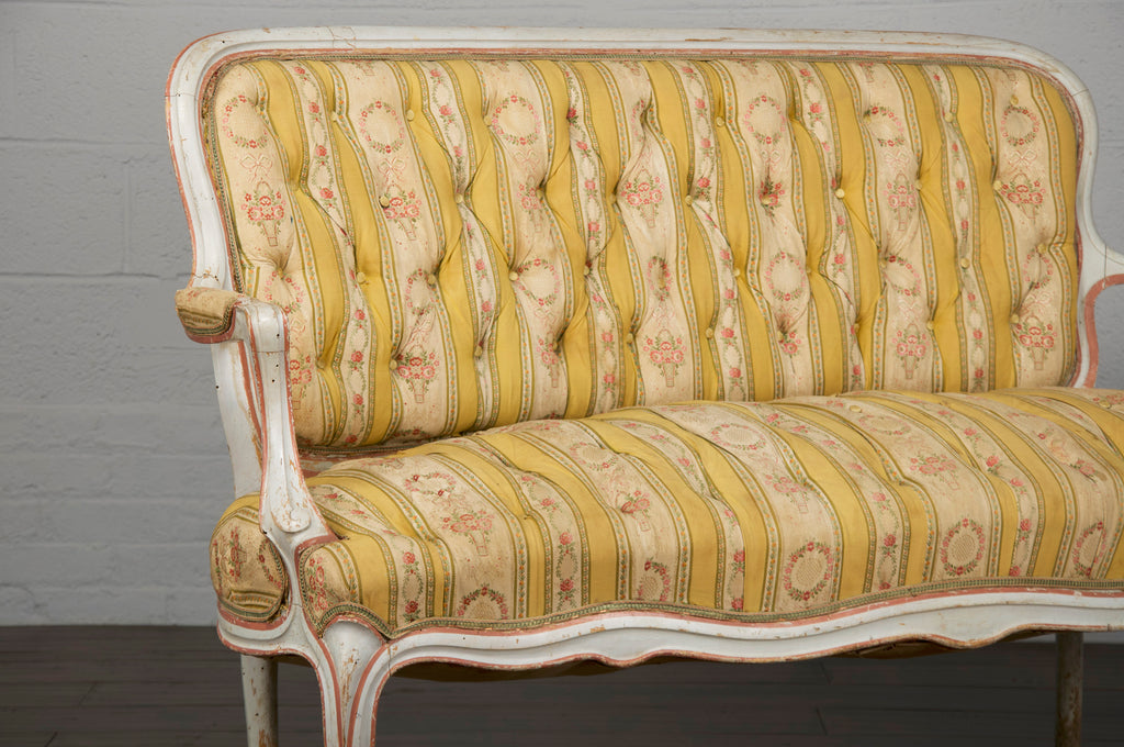 19th Century Country French Louis XV Painted Provincial Loveseat or Settee