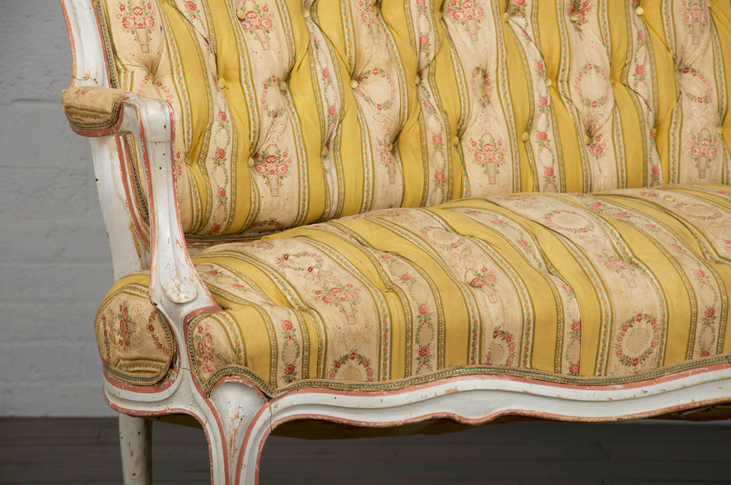 19th Century Country French Louis XV Painted Provincial Loveseat or Settee