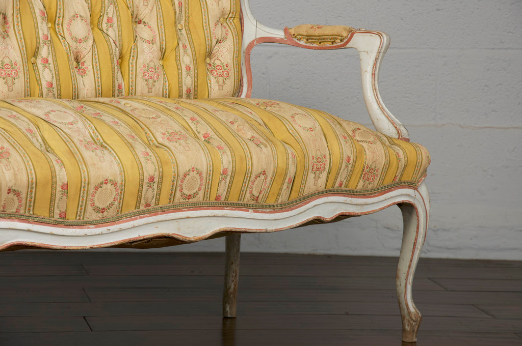 19th Century Country French Louis XV Painted Provincial Loveseat or Settee