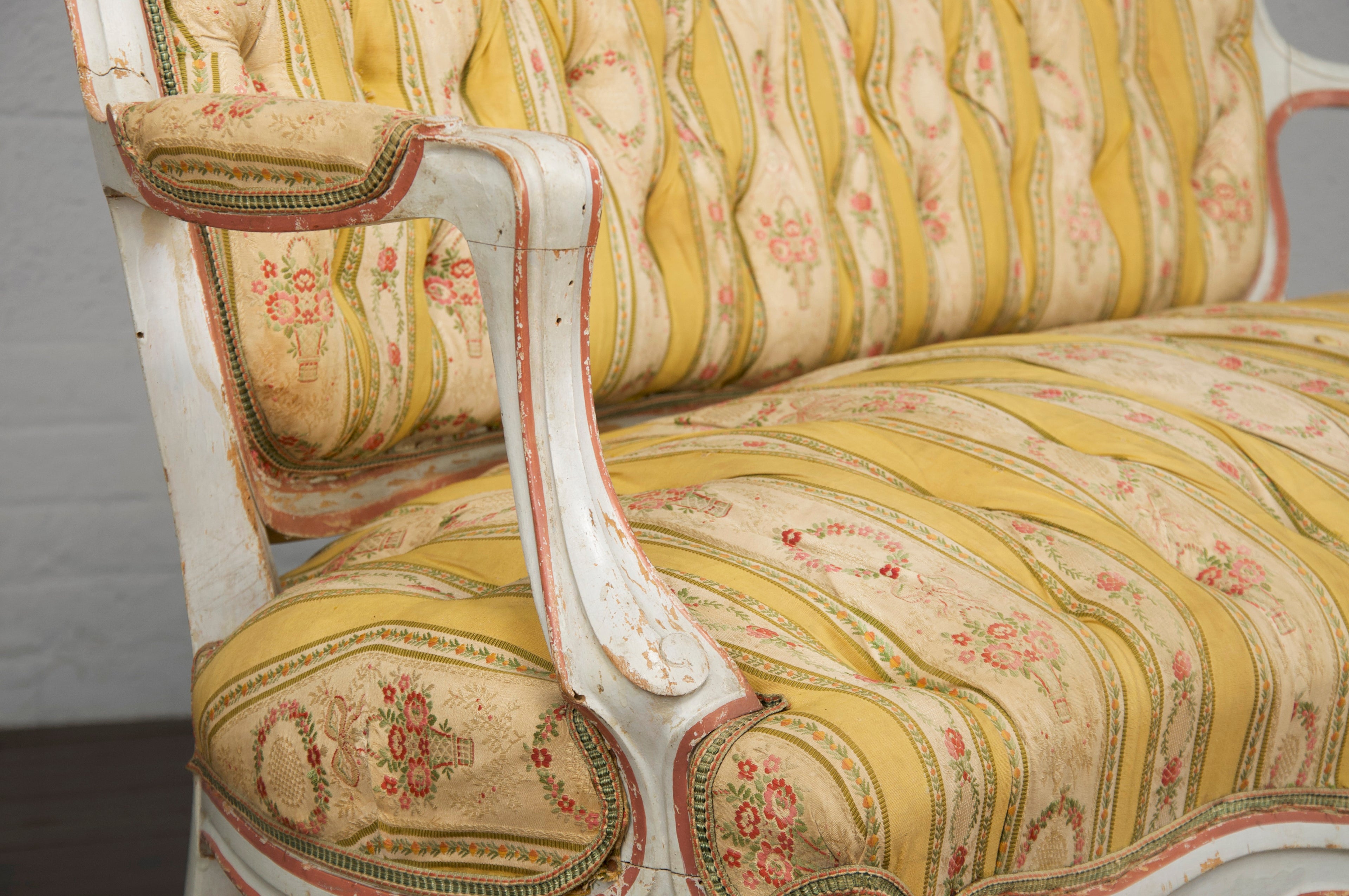 19th Century Country French Louis XV Painted Provincial Loveseat or Settee