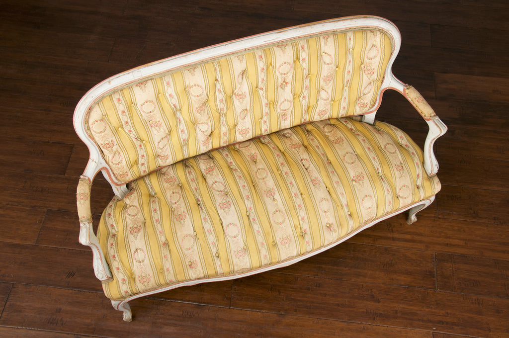 19th Century Country French Louis XV Painted Provincial Loveseat or Settee