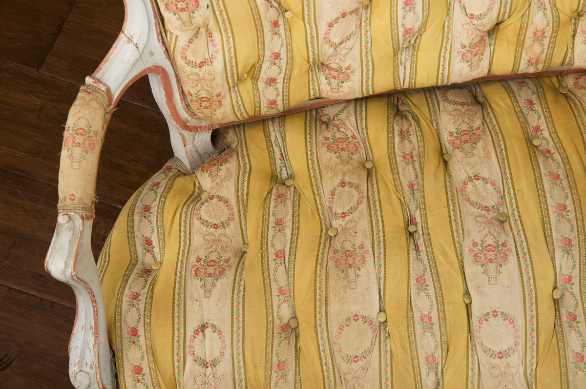 19th Century Country French Louis XV Painted Provincial Loveseat or Settee