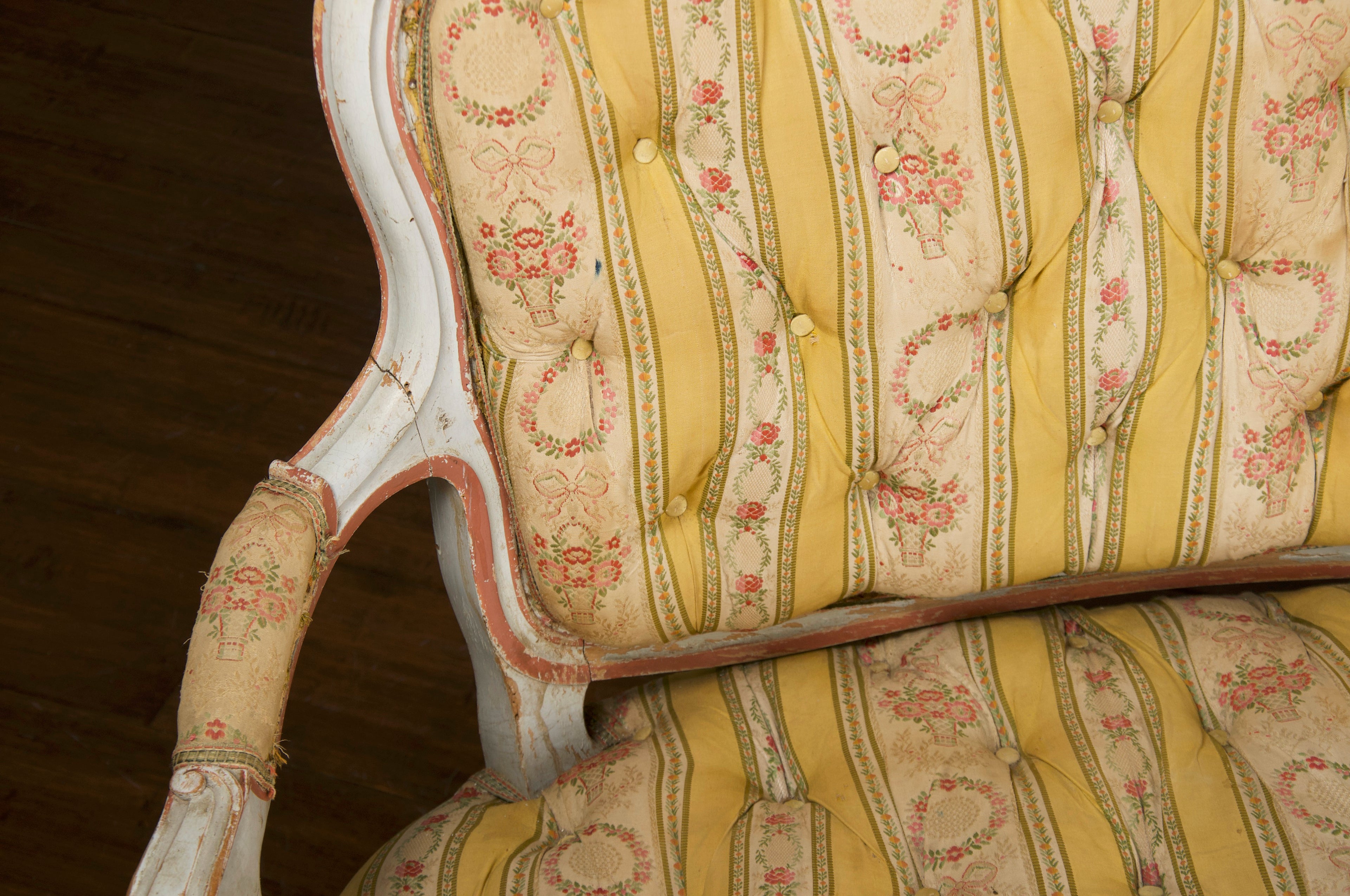 19th Century Country French Louis XV Painted Provincial Loveseat or Settee
