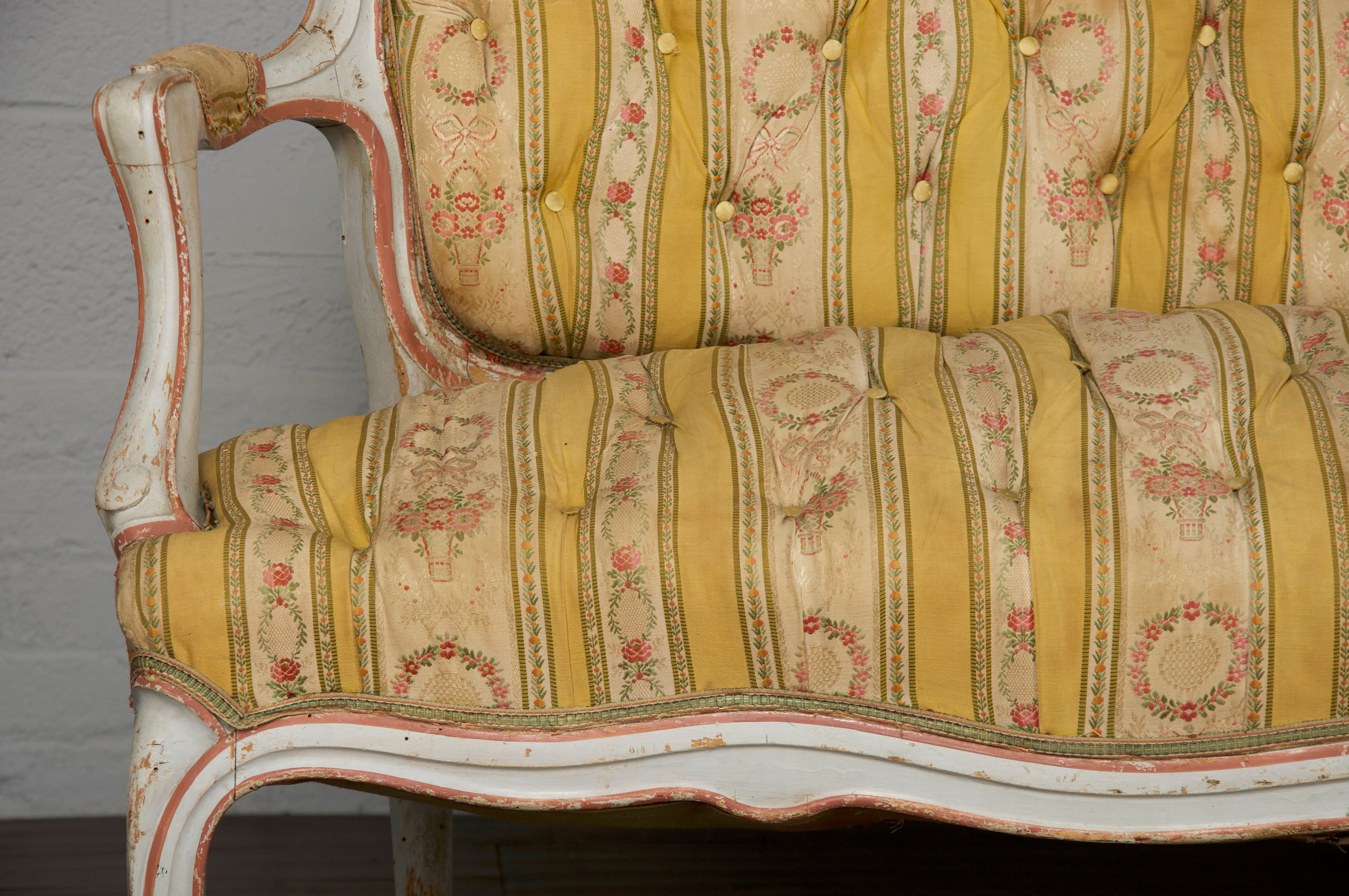 19th Century Country French Louis XV Painted Provincial Loveseat or Settee