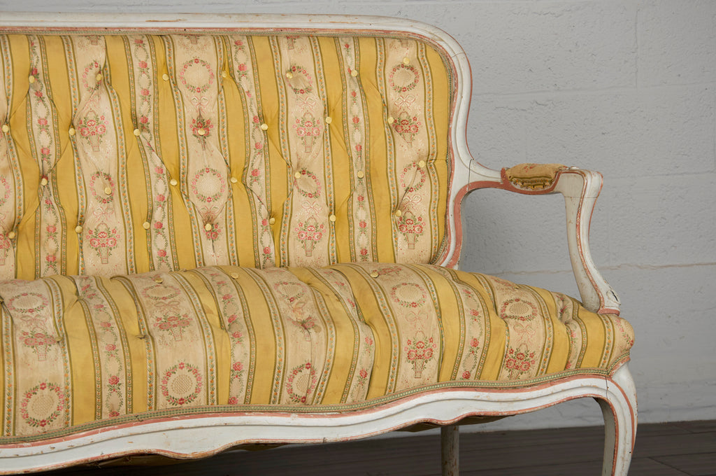 19th Century Country French Louis XV Painted Provincial Loveseat or Settee