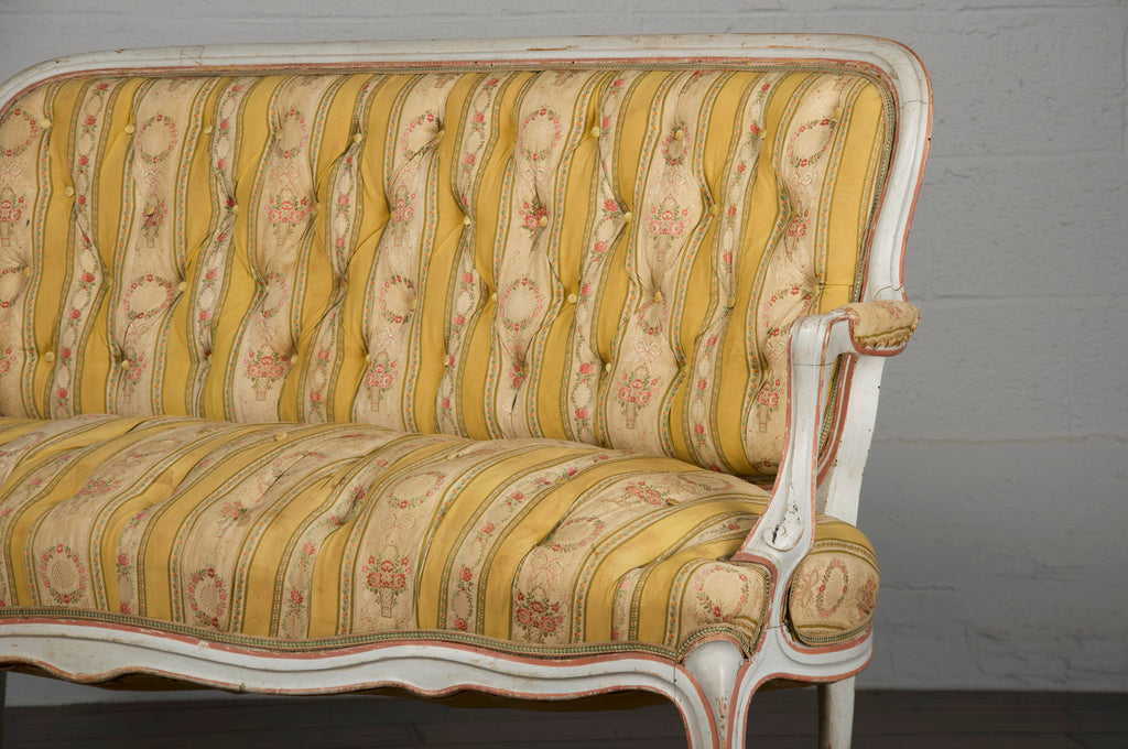 19th Century Country French Louis XV Painted Provincial Loveseat or Settee