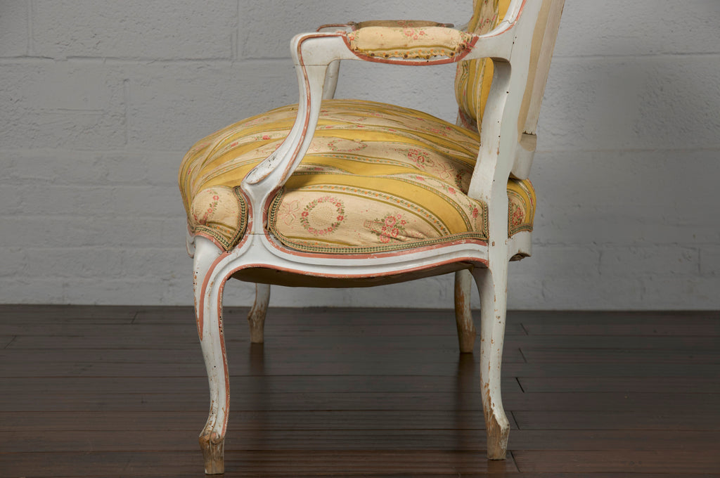 19th Century Country French Louis XV Painted Provincial Loveseat or Settee