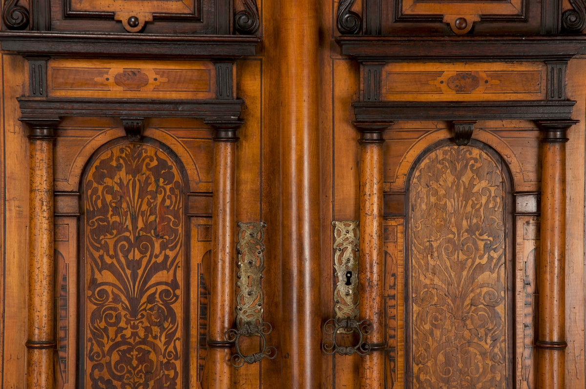 17th Century German Renaissance Fassadenschrank Mixed Wood Armoire
