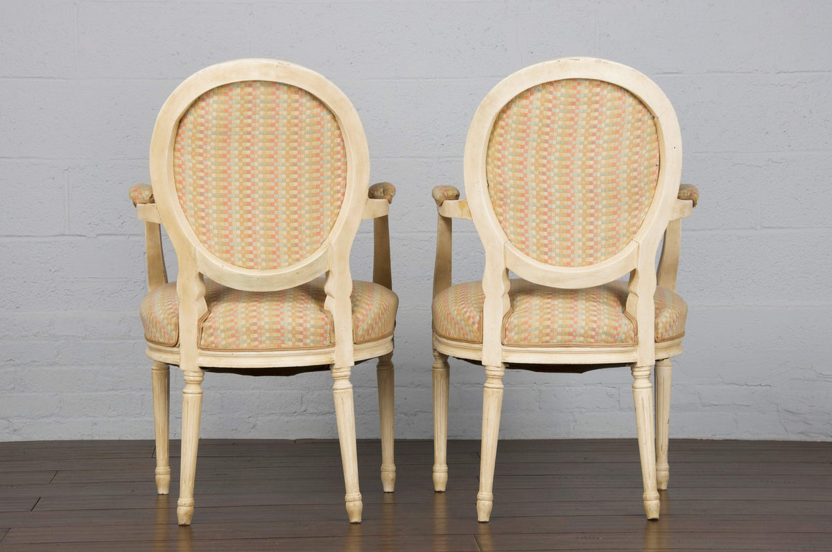 Antique Pair of French Louis XVI Provincial Painted Armchairs-StandoutSpaces-large,new arrivals,seating