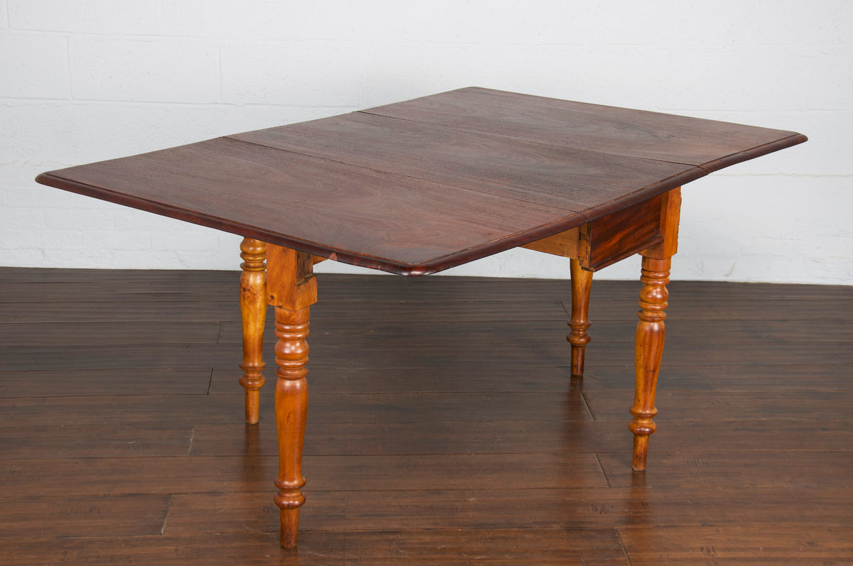 Antique French Provincial Louis Philippe Mahogany Drop Leaf Table