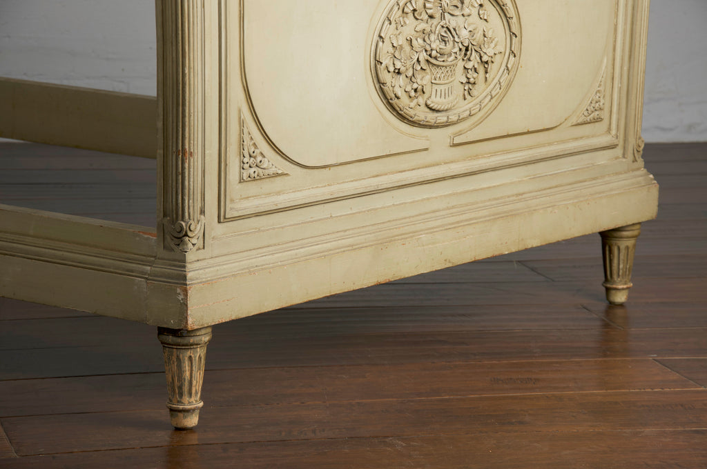 Antique French Louis XVI Painted Green Twinsize Bedframe