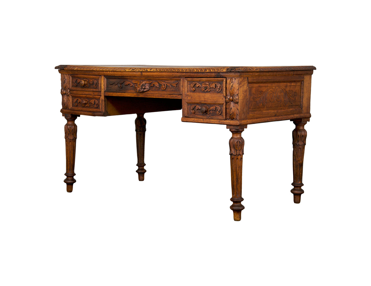Late 19th Century French Napoleon III Oak Writing Desk